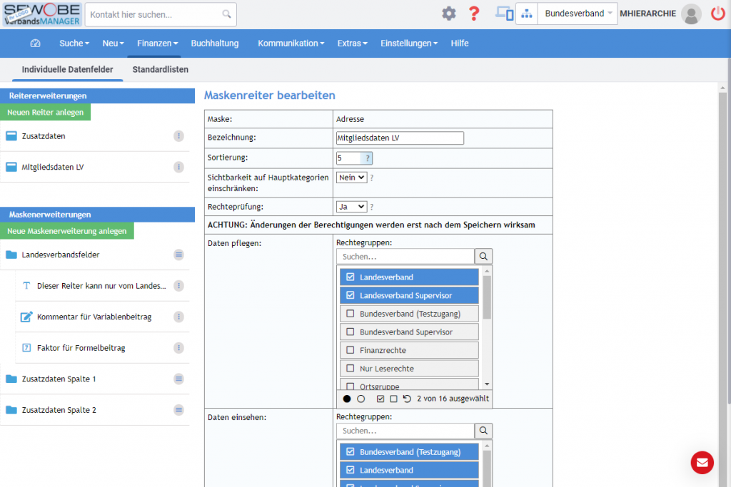 Vereinssoftware dynamische Anpassungsmöglichkeiten 