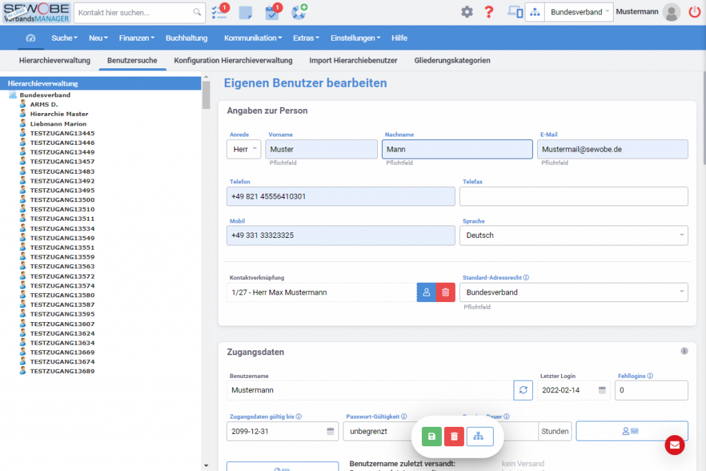 Verbandssoftware User-Definierung