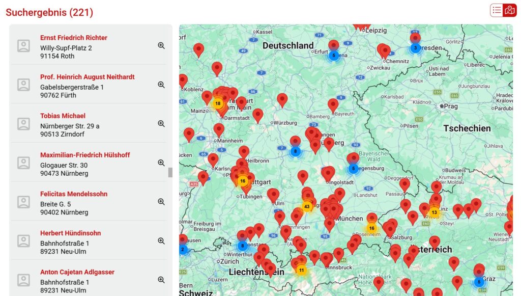 Vorschau der SEWOBE Online-Mitgliederprofil-Demo mit Profilsuche