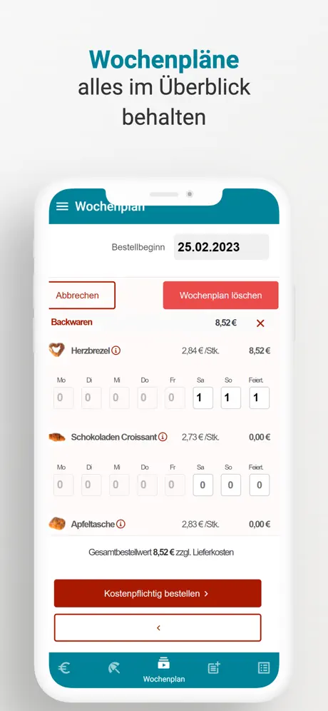 Daily Breakfast App Zahlungsansicht