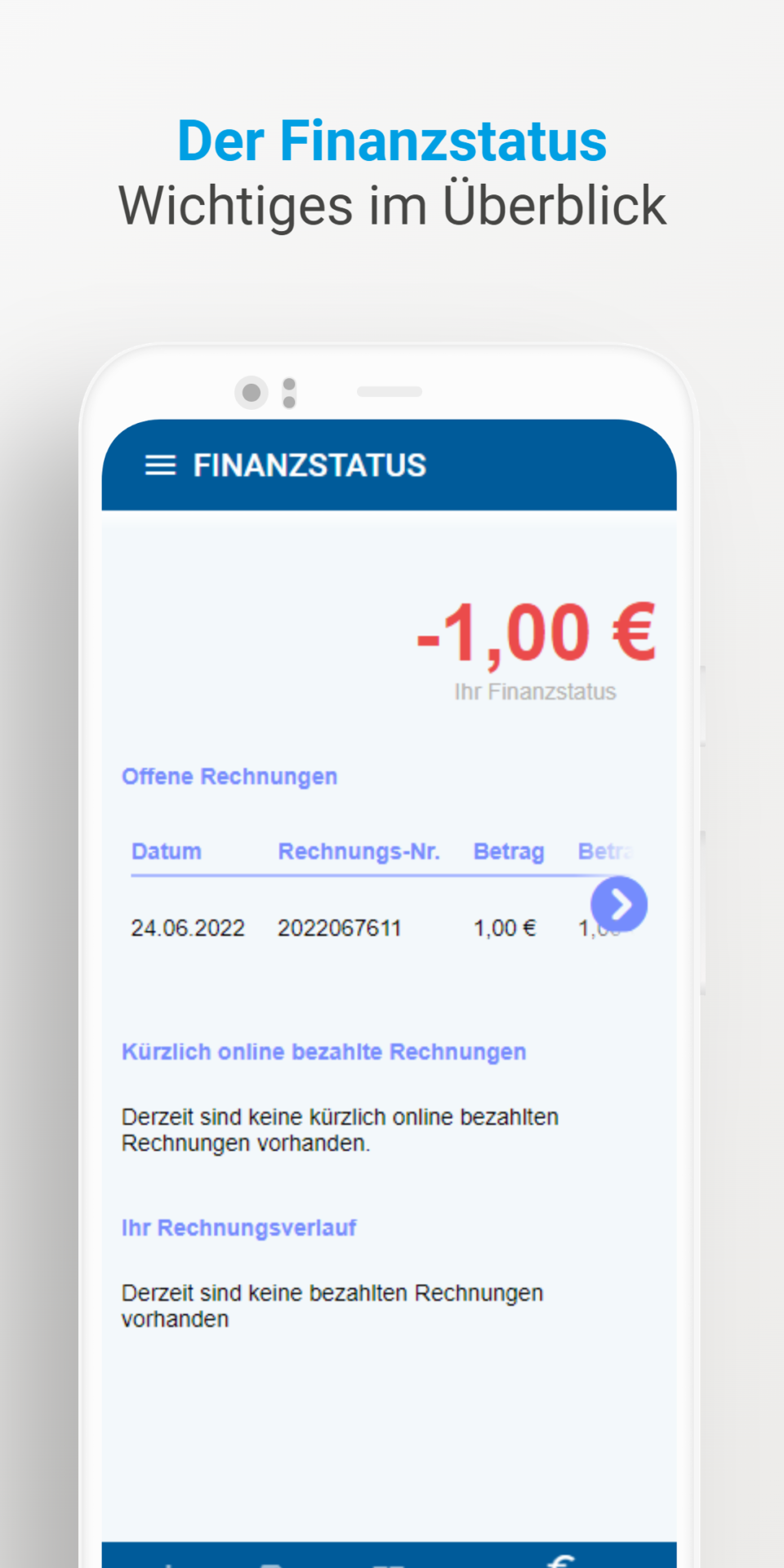 FairTK Portal App Finanzstatus mit Rechnungsueberblick