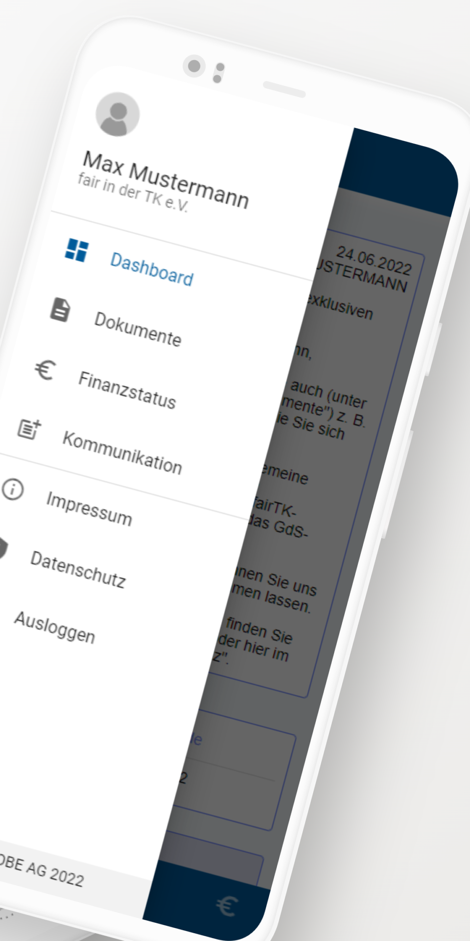 FairTK Portal App Navigation mit Portalbereichen