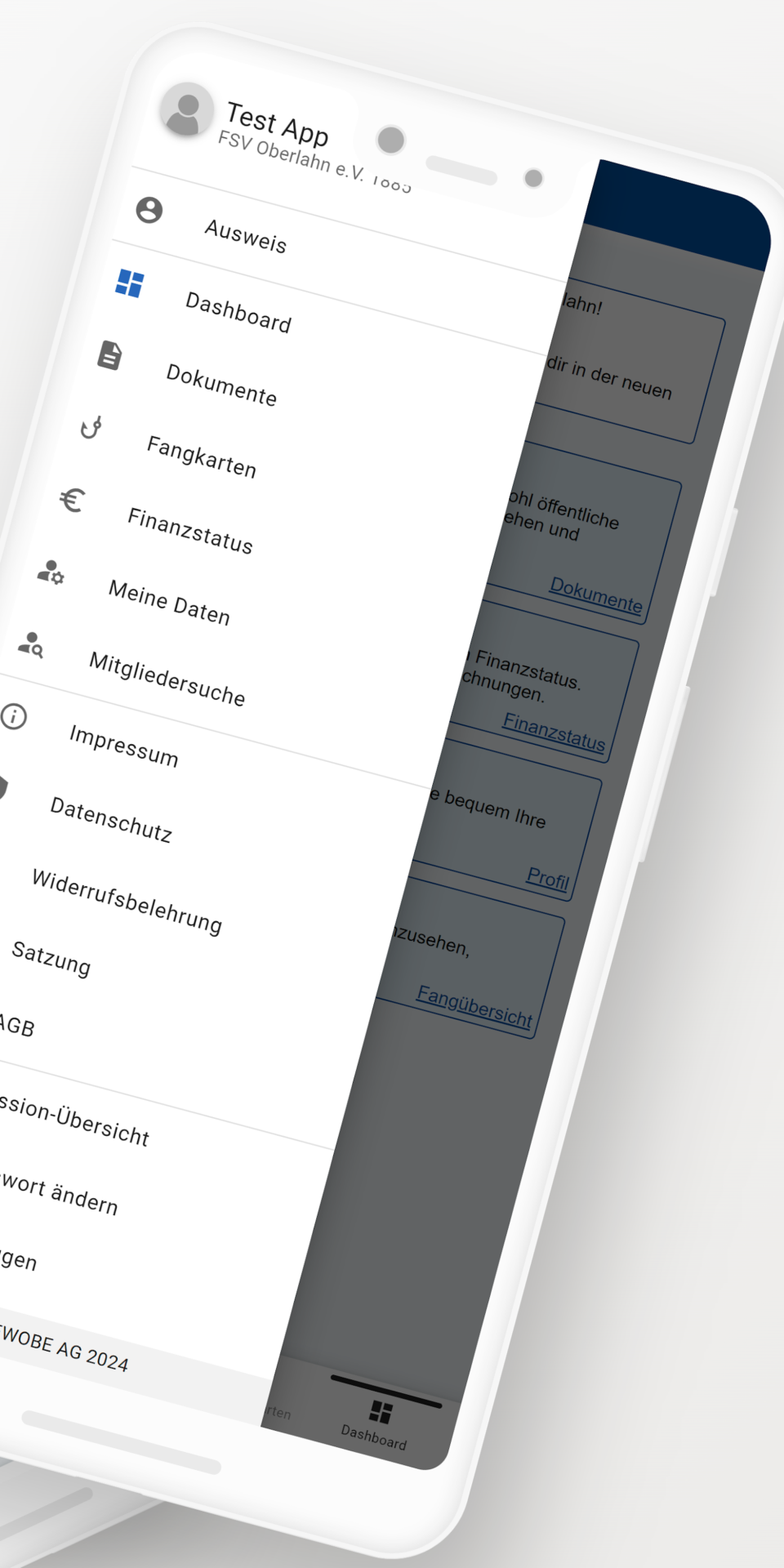 FSV Oberlahn App Navigation mit Portalbereichen