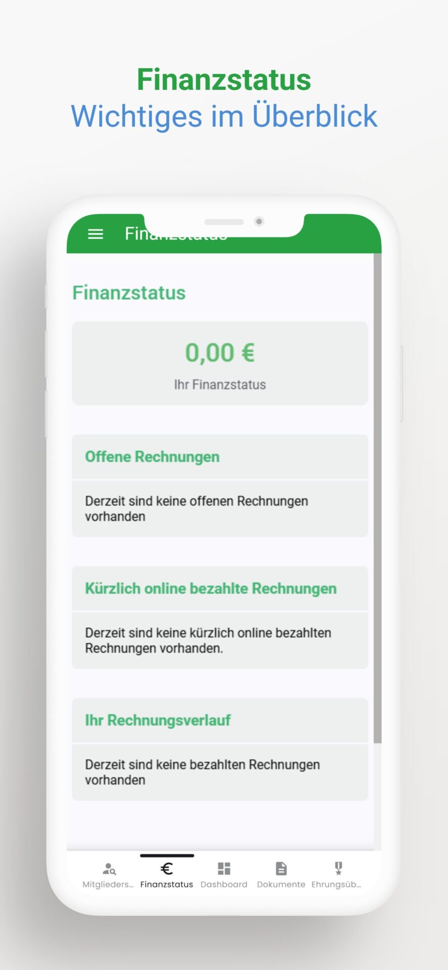 Lindauer Segler-Club App Finanzstatus mit Rechnungsueberblick
