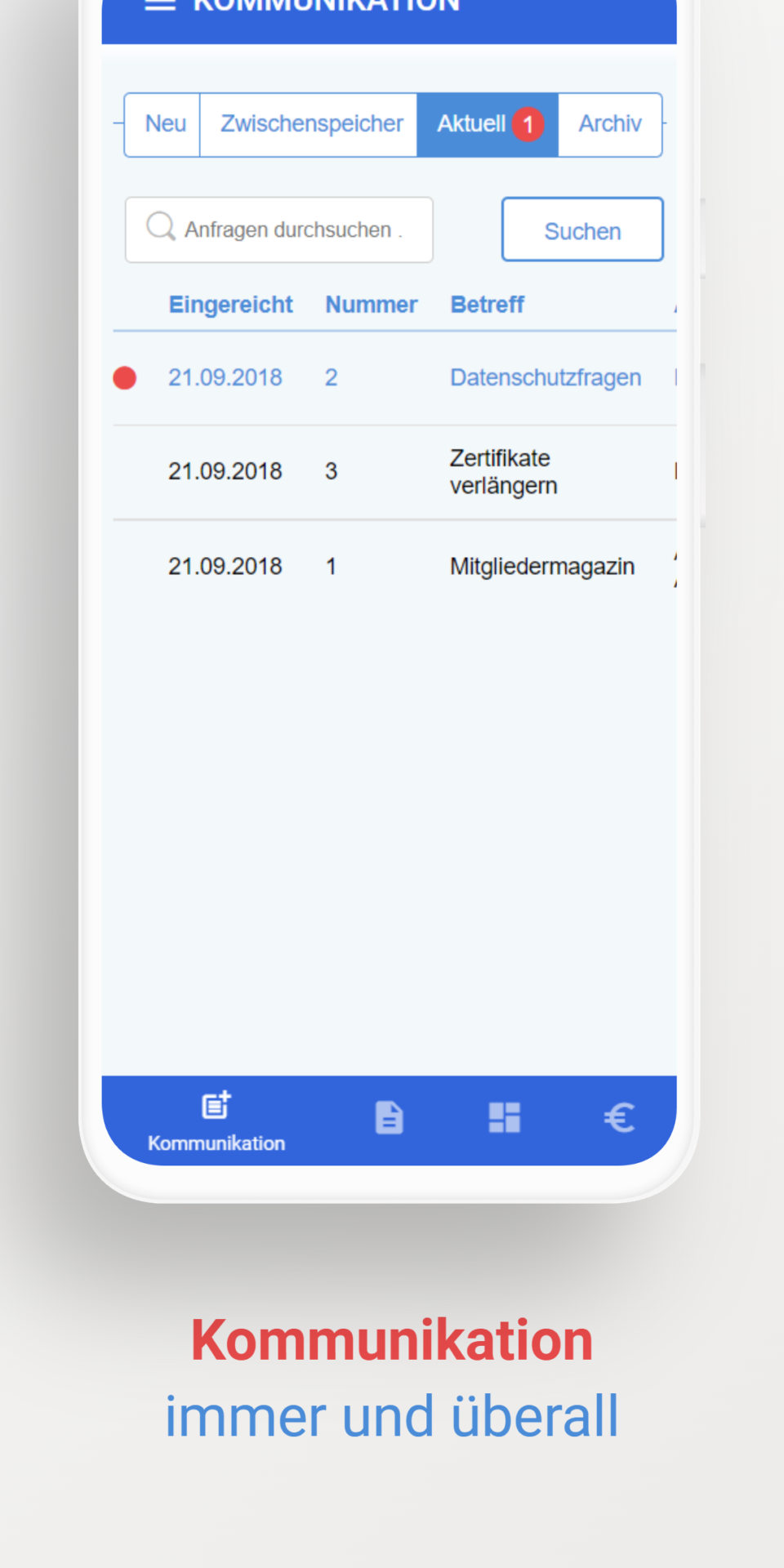 MemberPORTAL App Dokumentenansicht