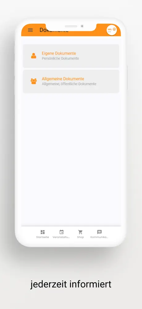 Tafel Bayern App Dokumente mit freigegebenen Unterlagen