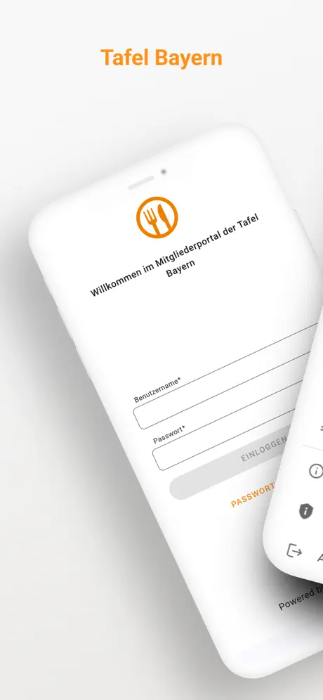 Tafel Bayern App Loginansicht im Portaldesign